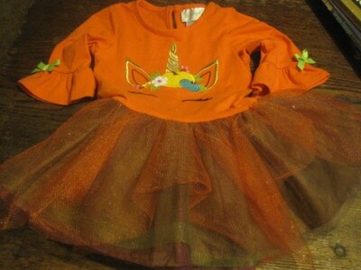 Emily Rose EMBROIDERED HARVEST PUMPKIN TUTU DRESS TODDLER GIRL SZ 18 MONTH