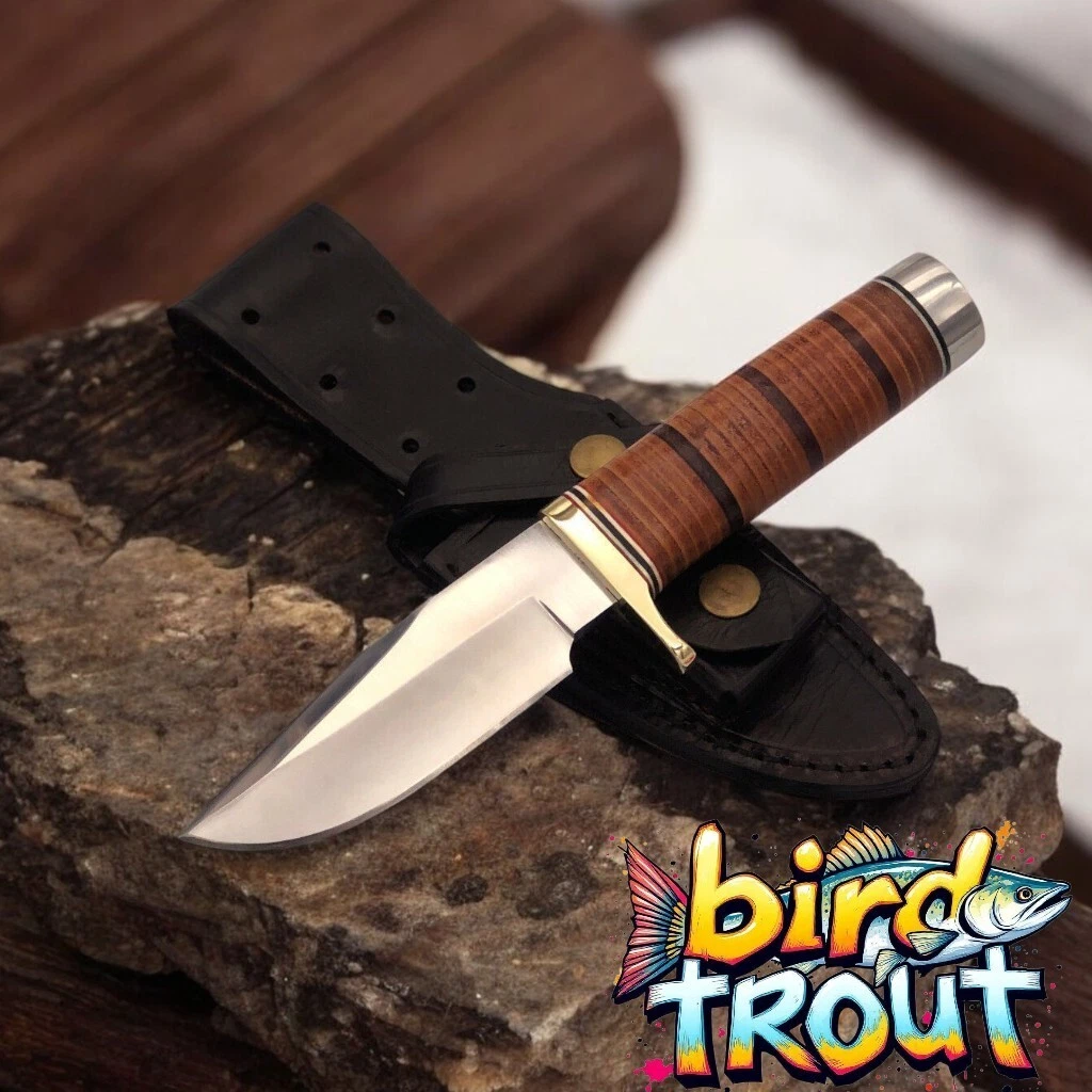 CUSTOM HANDMADE D2 STEEL BIRD TROUT SURVIVAL CAMPING HUNTING KNIFE WITH SHEATH
