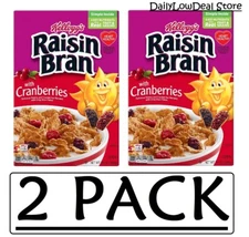 2 PACK - Kellogg's Raisin Bran with Cranberries Cereal 13.6 oz (Total 27.2 oz)