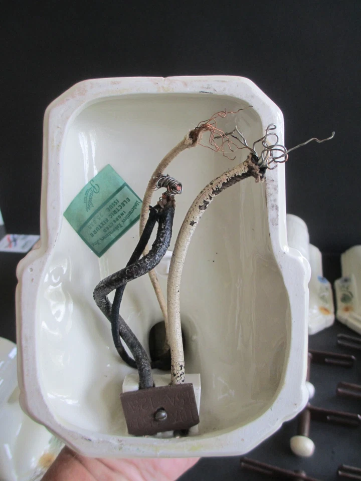 Set of 6 Porcelain Trade Mark Floral Pattern Wall Sconces Vintage C77 - Изображение 4 из 4