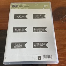 Stampin Up Hostess Banner Greetings Cling Stamp Set of 6 Happy Birthday Mr Mrs