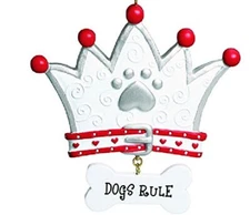 Dogs Rule Crown with Paw Print Christmas Tree Ornament Dog Pet Decoration New