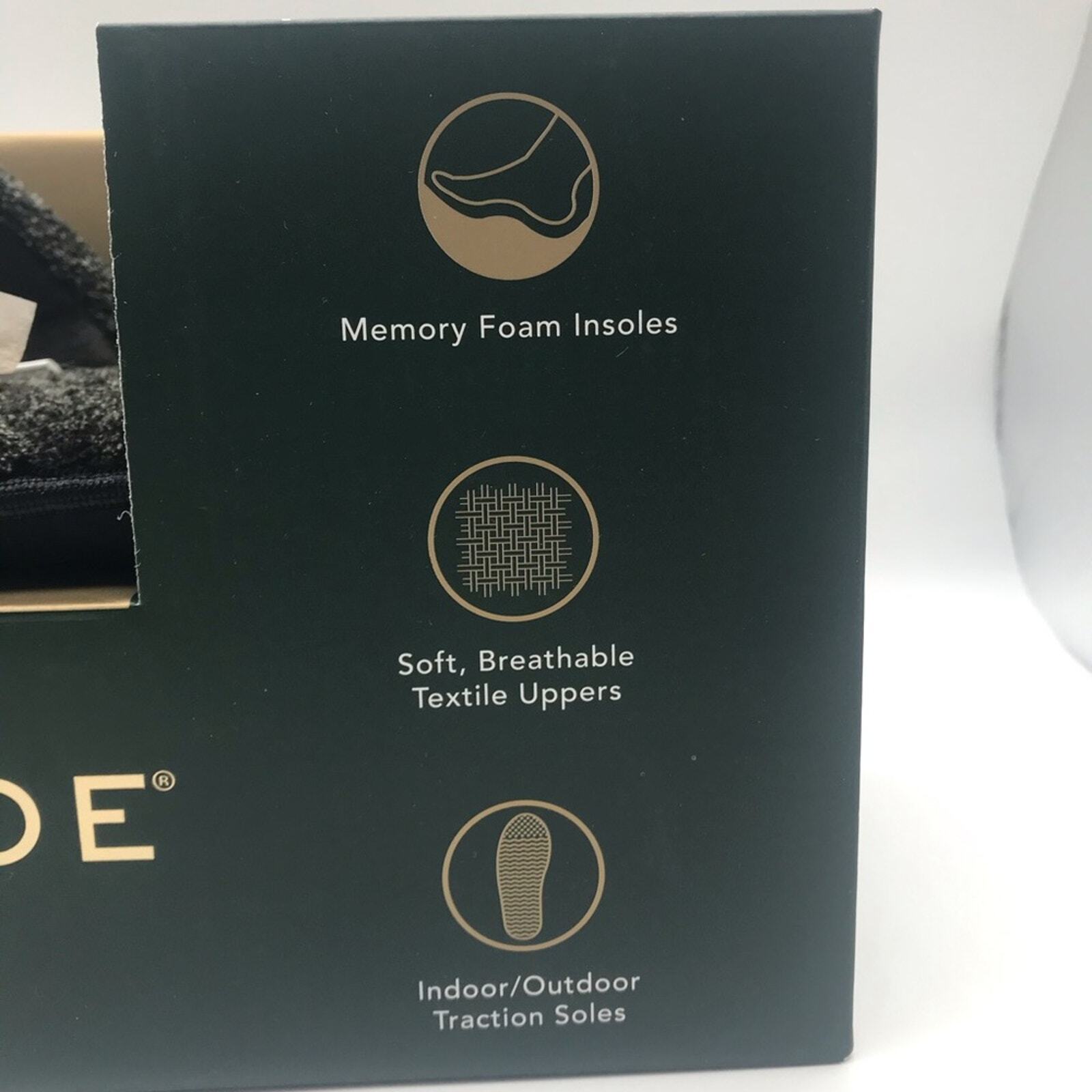 PANTOFOLA D’ORO Ciabatte da uomo punta oro taglia small 7 nere memory foam scarpe da casa nuove $40