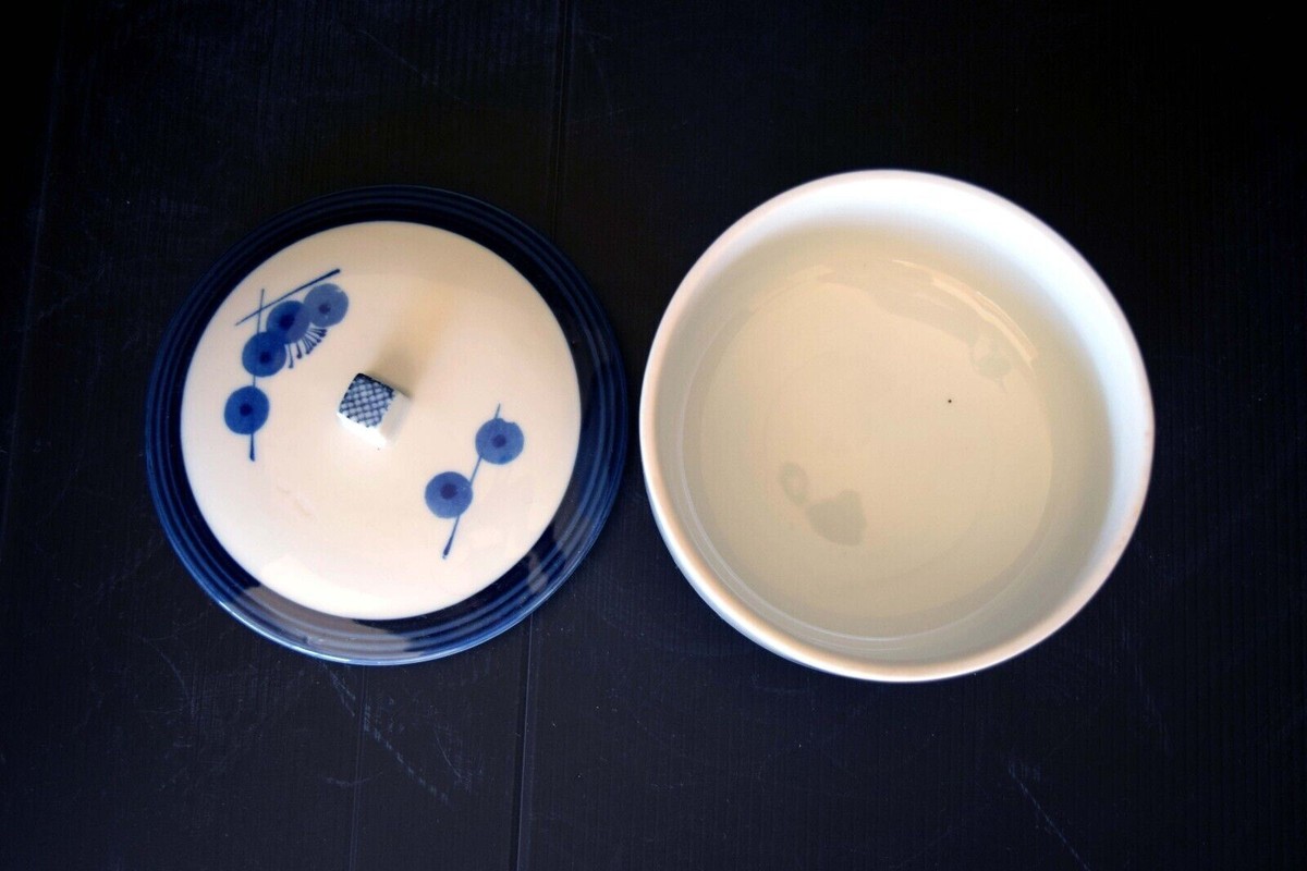 Japanese Pocelian Lidded Pickles Container Vtg. Pottery from