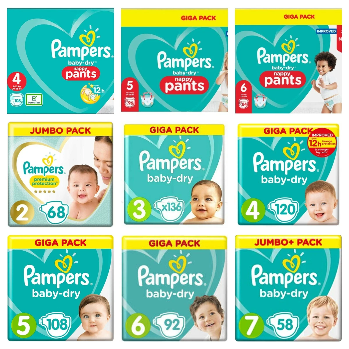 Pampers Baby Dry PANTS, taille 6, 80 couches