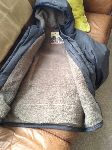 mens parka style woolly lined coat, fobidden munk, xl, khaki