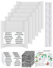 6 Pack White Small Trifold Poster Board 16 x 24 in, with 162 Stickers,Tape 6