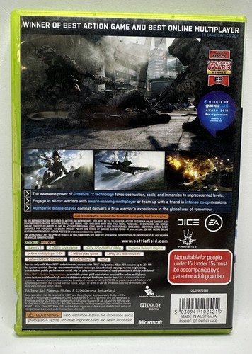 XBox 360 Game - Battlefield 3 - 2 Disc - No Manual - Damage To Case Pictured - Foto 2 di 4