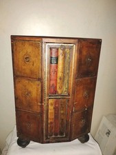Vtg Horchow Faux Book Leather End Side Table 6 Drawers Center Pull Bin Italy