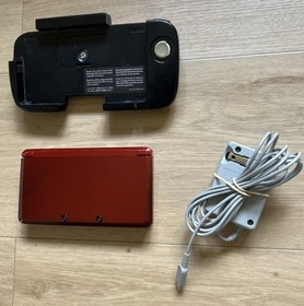 Nintendo 3DS Handheld System Flame Red With Charger & Stylus Tested And Working