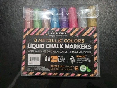 Kassa Flüssigkreidemarker Metallicfarben, 8er Pack, für Tafelglas