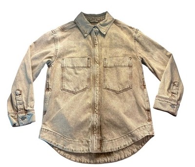 Treasure & Bond Brown Washed Denim Button-Down Shirt Jacket