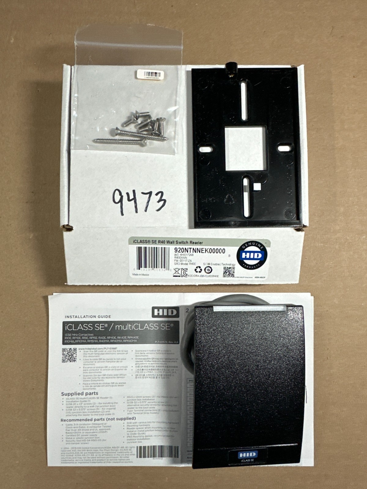 HID ICLASS SE R40 WALL SWITCH READER 920NTNNEK00000