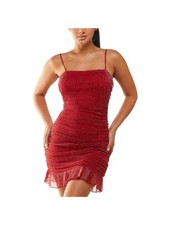 CITY STUDIO Womens Mini Dress Red Ruffled-hem Adjustable Juniors 9