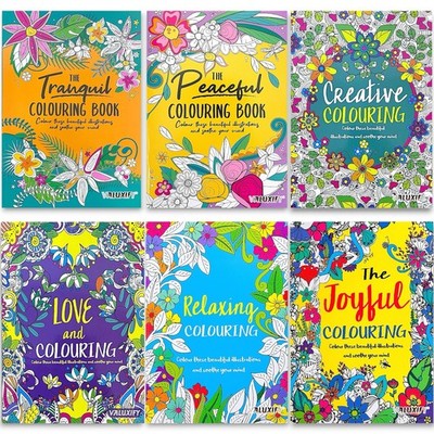 Adult Colouring Books Anti Stress Mind Relaxing Therapy Creative Peaceful Book