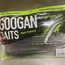 Googan Baits 7” DartGreen Pumpkin Purple 5 count pack 