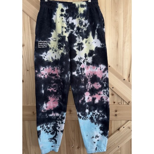 Barstool Sports Call Her Daddy Black Yellow Tie Dye Grunge Sweatpant Jogger Sz L