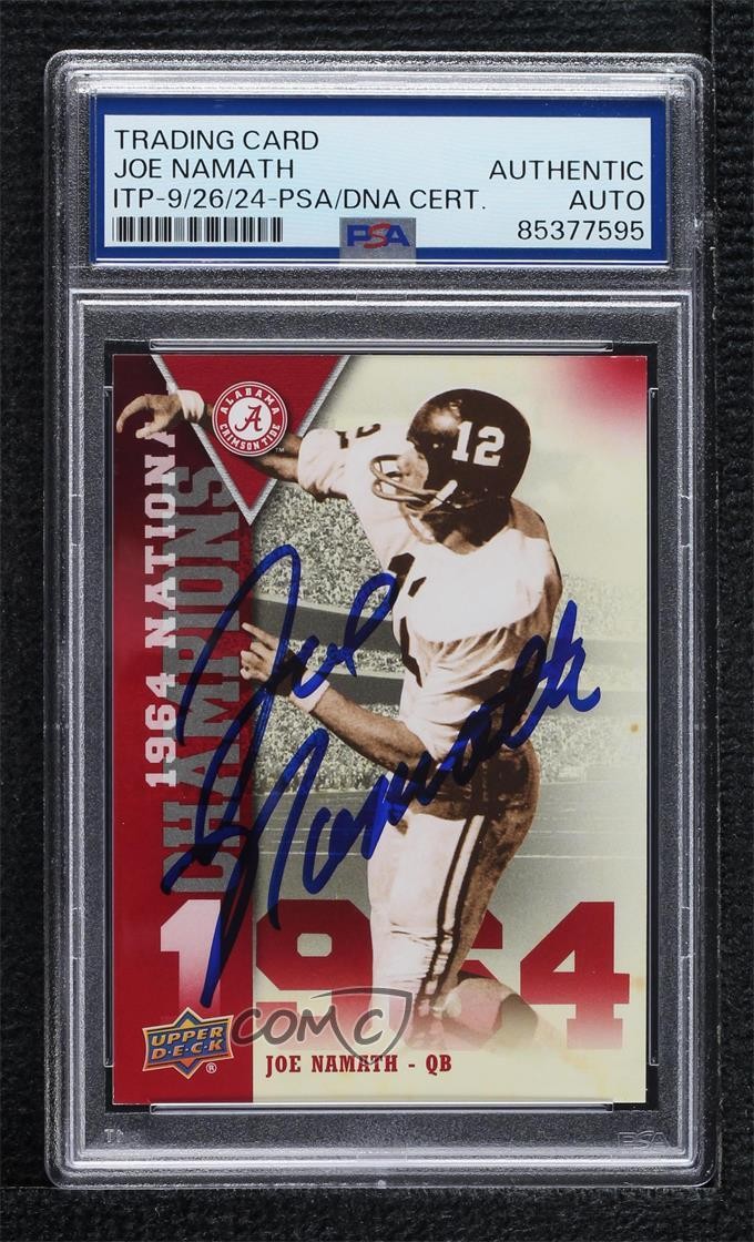 Joe Namath Alabama Crimson Tide PSA/DNA 2012 University of Alabama Certified Authentic Auto HOF 0q9g 