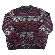 Vintage Boho Paisley BomberJacket Womens Funky 90s Retro Abstract Large