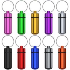 Box Keychain Medicine Pill Box Aluminum Container Holder Waterproof Case 10 PCS