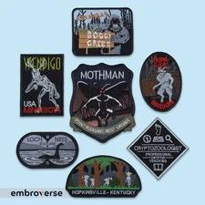 Paranormal Cryptozoologist 7 Patches SET - Embroidered Cryptid Tracking, Iron On