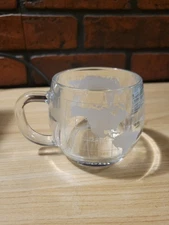 Vintage Nestlé Nescafe Globe Themed Etched Glass Mug