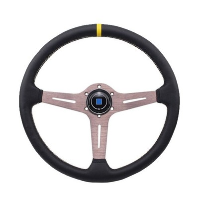 Steering Wheel Deep Corn Perforated Leather 15-inch Classic Titanium Chrome