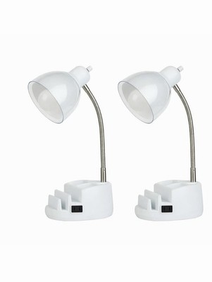 2-Pieces Mainstays Multi-Purpose Organizer Task Lamp White Not Include Bulbs