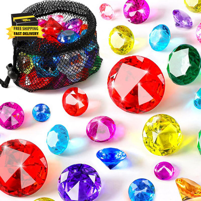 36 PCS Diving Gems Pool Toy Colorful Acrylic Diamond Pirate Treasure Gemstones F
