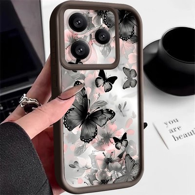 Butterfly Silicone Soft Phone Case For Xiaomi 14T Redmi Note 15 14 13 Pro Cover