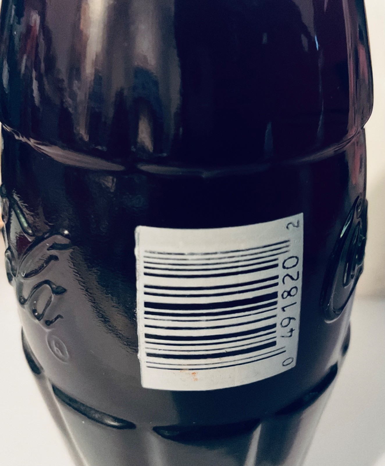 Coca-Cola Classic Tinted Glass Bottle (full) with Red Cap 8oz 7.5" tall
