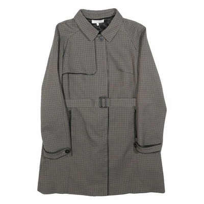 SANDRO Damen Grau S Karo Jacke aus Polyester-Mischgewebe mit Knopfverschluss