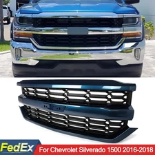 Deep Ocean Blue Front Bumper Grille Replace Fits Chevy Silverado 1500 2016-2018