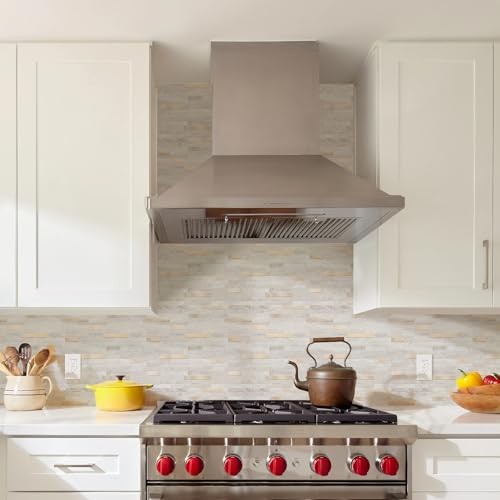 Peel and Stick Backsplash, PVC Wandfliesen zum Aufkleben 10 beige mit Metall gold - Bild 3 von 6