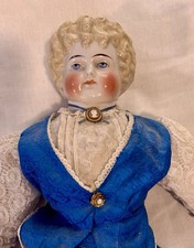 Lot#33- Porcelain Blonde Victorian China Head Clothed Doll German With Cameo