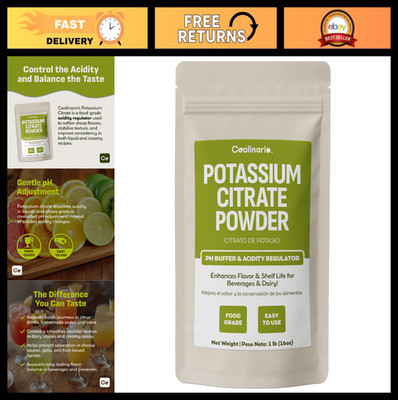 Potassium Citrate Powder 1 LB - pH Buffer & Acidity Regulator for Beverages, Dai