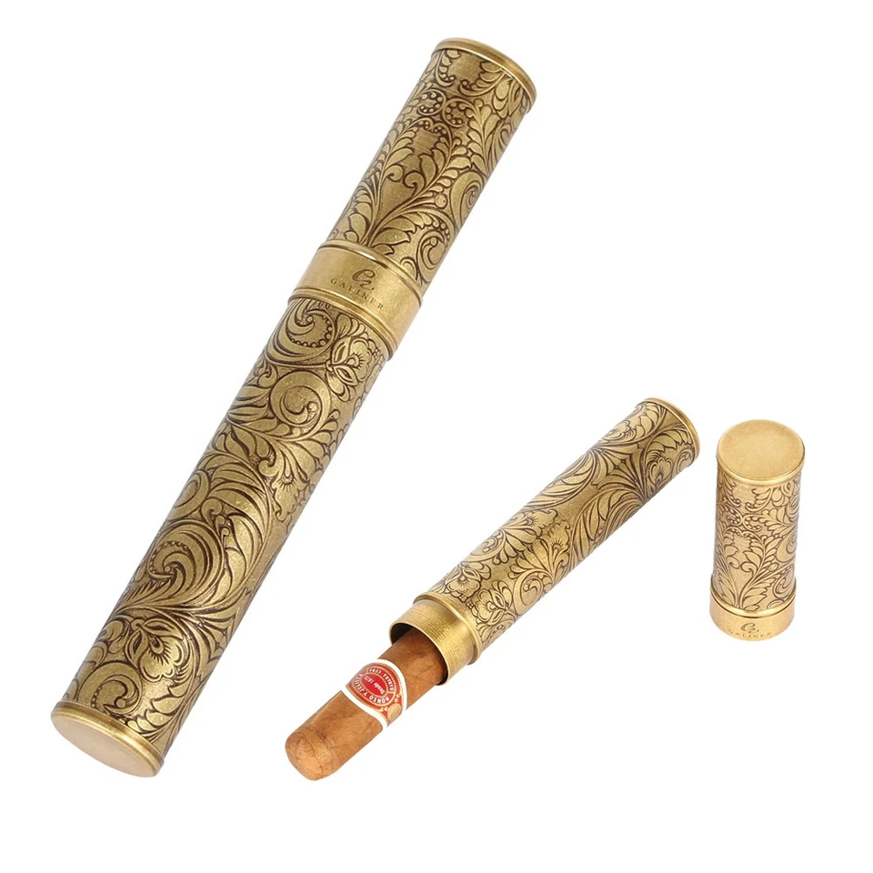 Galiner Bronze Cigar Tube Stainless Steel Humidor Case 1 Cigar Travel Pocket Box - Image 3 of 4