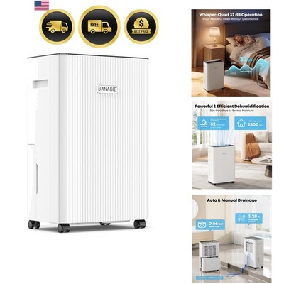 Dehumidifier for Basement 2500 Sq Ft 32 Pint Quiet Energy Efficient Portable