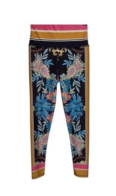 Onzie Free People Hot Yoga Leggings Size Médium Gold Chain Featured In Graphic
