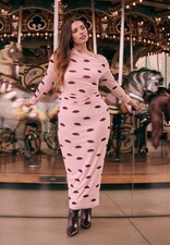 ELOQUII Women's Chic Asym Neck Printed Mesh Dress - 1 Color(s) Brand New w/ Tag