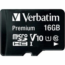 Verbatim 16GB Premium microSDHC Memory Card with Adapter, UHS-I V 44082