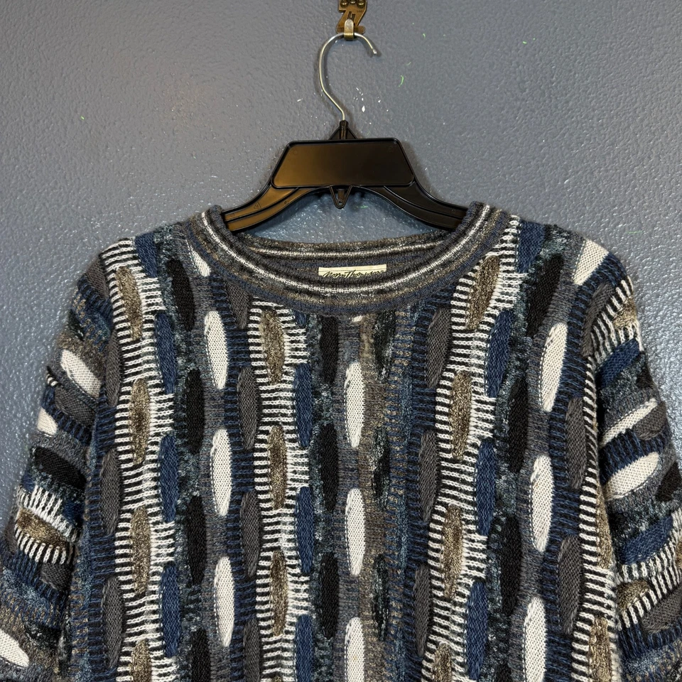 Norm Thompson XL мужской синий 3D вышитый Италии свитер coogi стиль винтажный - Изображение 2 из 4