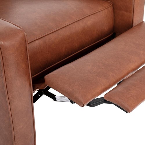 TAYLOR + LOGAN 29 in. W Cognac Brown Mid-Century Modern Tufted Upholstered - Picture 12 of 12