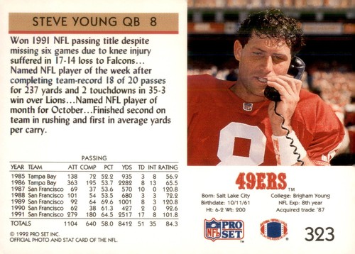 S5R7: 1992 Pro Set Football (#251-400) + SC1-SC4- Complete Your Set - Picture 148 of 310