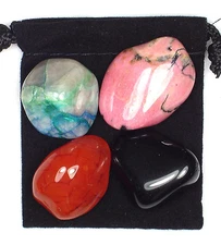 ARTHRITIS RELIEF Tumbled Crystal Healing Set = 4 Stones + Pouch + Card