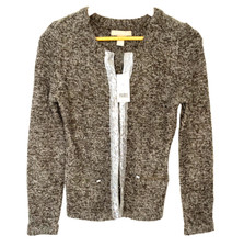 Banana Republic Gray Sequin cardigan Zipper Front Pockets Size XS NWT