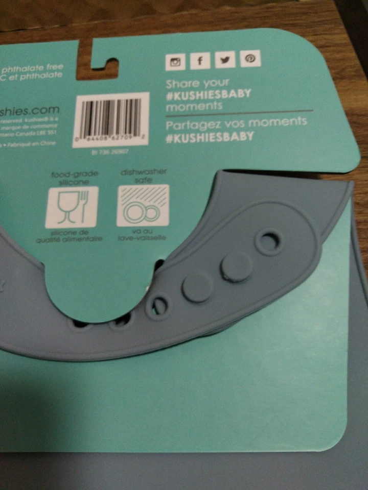 Babero de silicona Kushies 6+ meses gris automóvil Foto 3 de 4