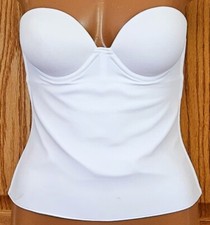 Felina 8704 UW PU Strapless Low Back White Bustier Corset Bra Bridal/Formal 34B