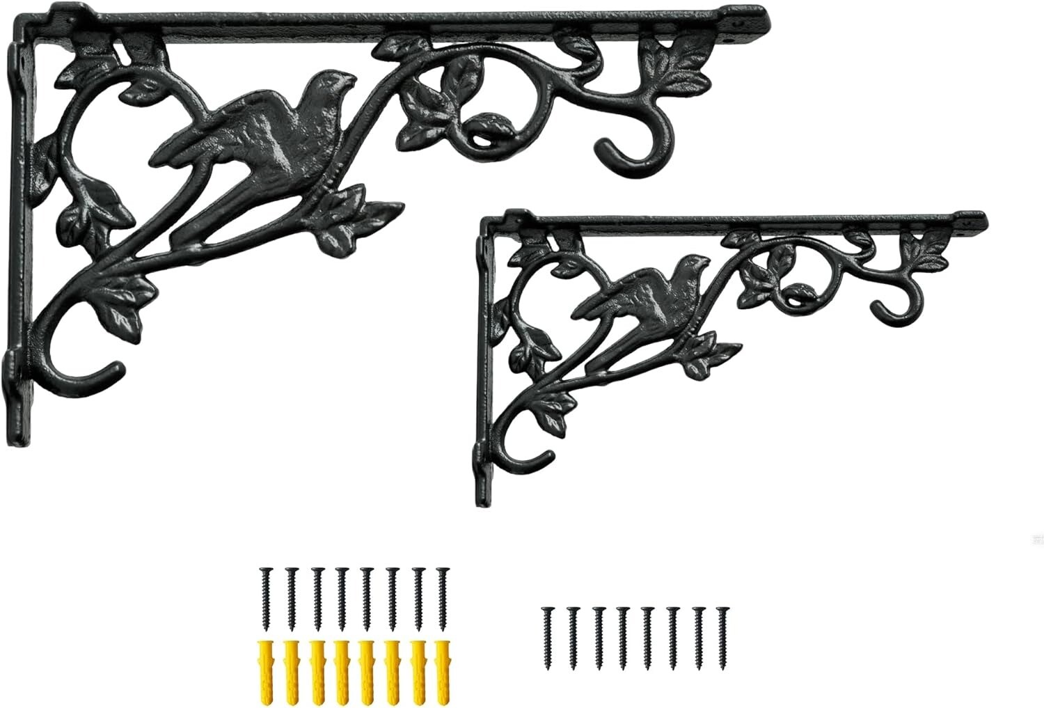 12 Inch Decorative Bird Shelf Brackets 2 Pack Cast Iron Supply Antique Black