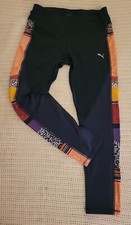 Puma Dry Cell Leggings-Womens Lg-Navy w/Deco Sides-Workout-Yoga-Media Pocket